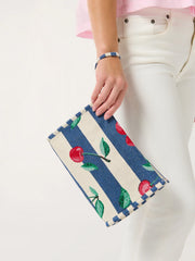 Cherry Stripe Jacquard Wristlet Pouch