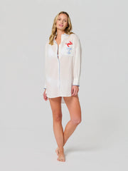 "Snap & Sip/Catch of the Day" Cover- Up Shirt