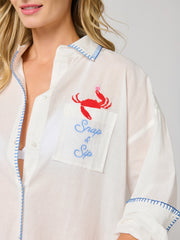 "Snap & Sip/Catch of the Day" Cover- Up Shirt