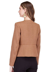 Buttons Cinched Waist Jacket