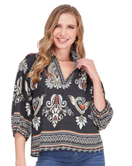 Collar Top - Ember Crest Border
