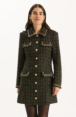 Beth Gold Button Boucle Dress