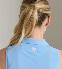 Banded Sport Mesh Sleeveless Button Polo