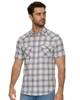 Bluffs SS Performance Western Shirt - Grey/White