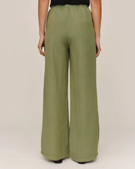 Beaded Drawstring Beach Pant - Olive Leaf