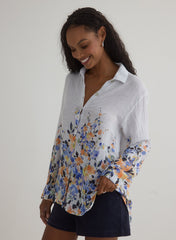 Boyfriend Button Down - Border Floral Print