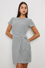 Edie - Ivory Navy Micro Stripe