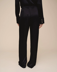 Easy Pleated Wide Leg Pant - Black