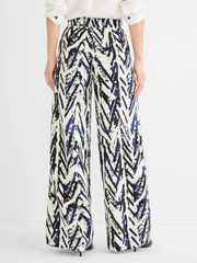 31" Indigo Crosshatch Linen Wide Leg Pant