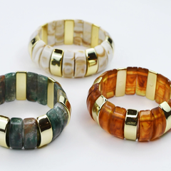 Chunky Resin & Marble Bracelet - Teal Green