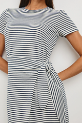 Edie - Ivory Navy Micro Stripe