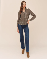 Classic Button Down - Olive Mosaic Print