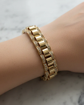 Chunky CZ Watch Link Bracelet - Gold
