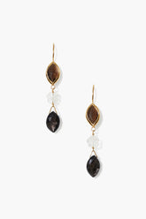 18K Gp Ss Bezel Wrapped Stone French Hook Earring