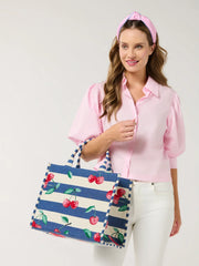 Cherry Stripe Jacquard Tote