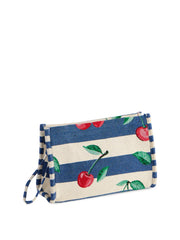 Cherry Stripe Jacquard Wristlet Pouch
