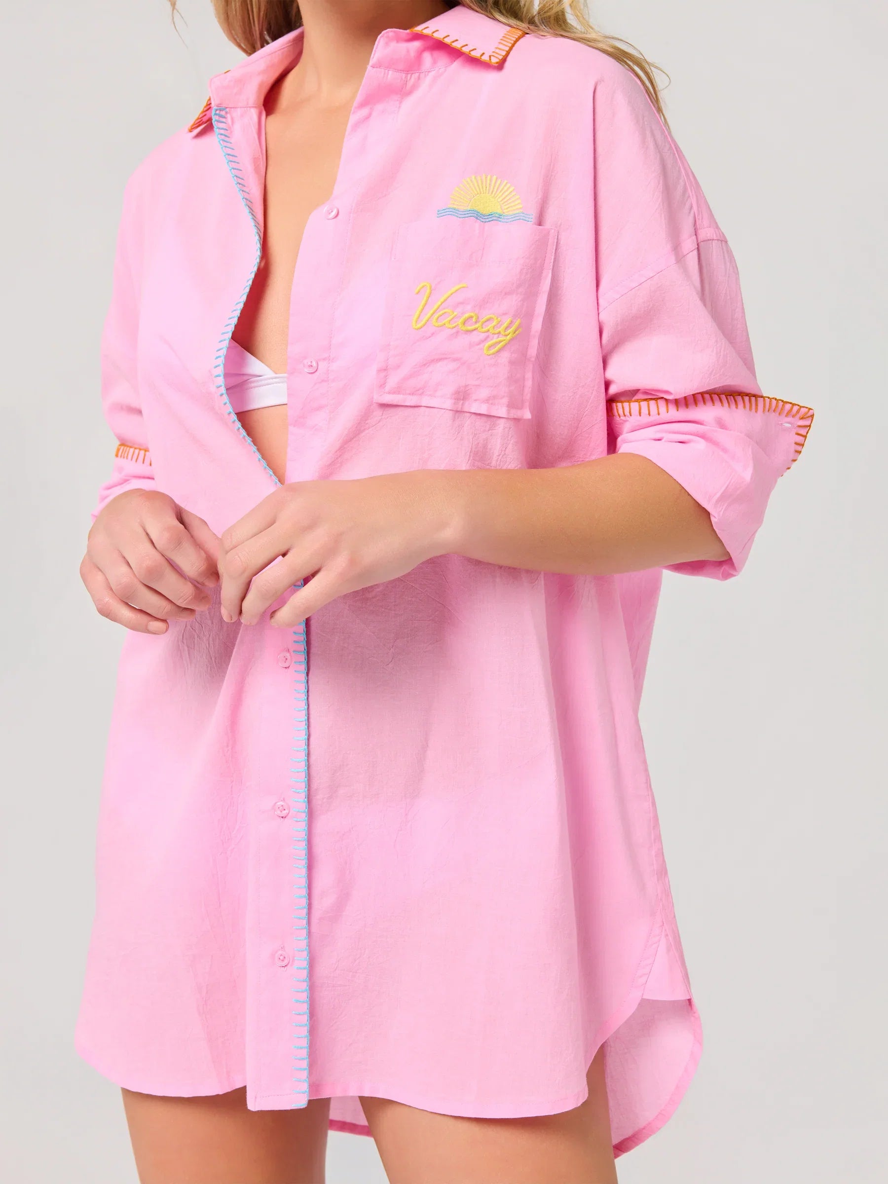 "Vacay/Out of Office" Cover-Up Shirt