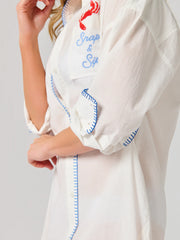 "Snap & Sip/Catch of the Day" Cover- Up Shirt