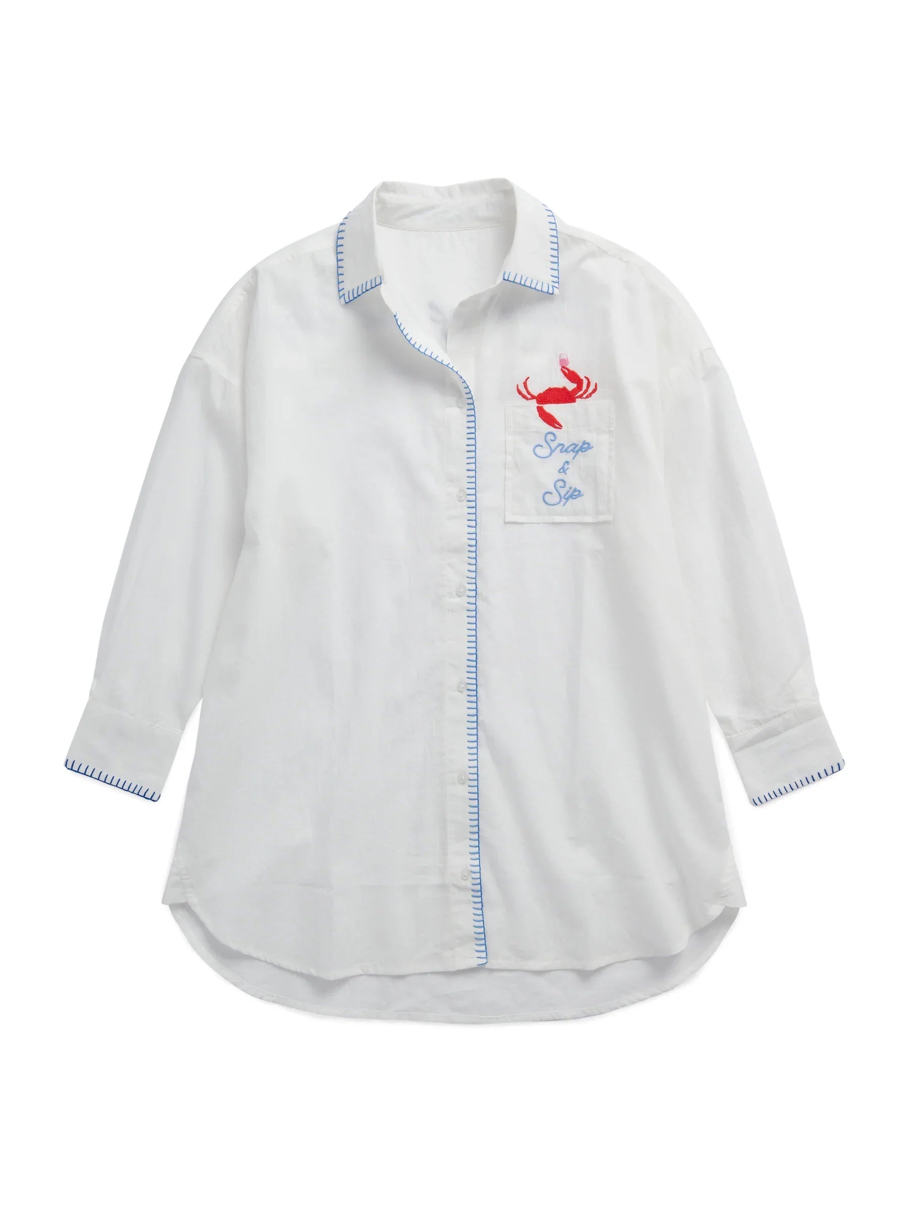 "Snap & Sip/Catch of the Day" Cover- Up Shirt