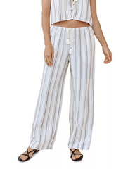 Beach Pant With Tasssel Drawstring - Rosewood Stripe