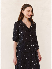 Drop Collar Boxy Button Down - Cabana Dot
