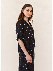 Drop Collar Boxy Button Down - Cabana Dot