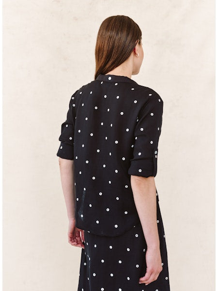 Drop Collar Boxy Button Down - Cabana Dot