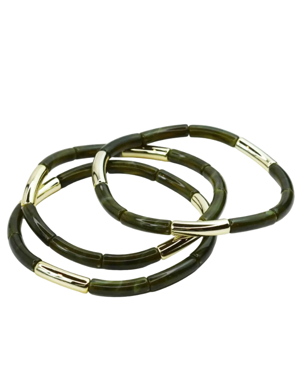 Dainty Glam Stretch Bracelet Set - Olive