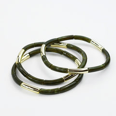 Dainty Glam Stretch Bracelet Set - Olive