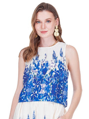 Back Zip Sleeveless Top - Indigo Meadow