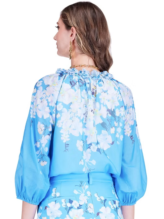 Dimensional Flowers Top - Sky Garden