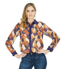 Contrast Button Front Blouse