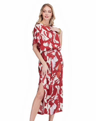 Blouson Cinched Waist Midi Dress - Scarlet Grace