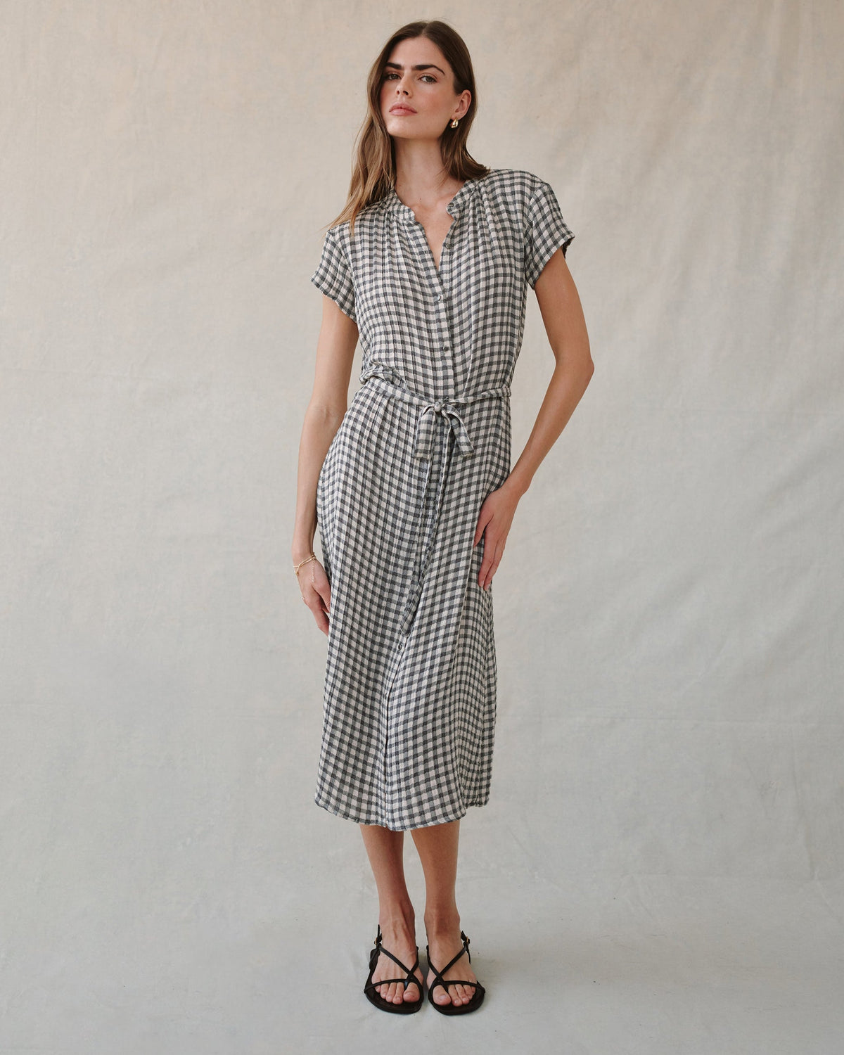 Cap Sleeve Maxi Shirt Dress