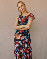 Boat Neck Cap Slv Midi Dress