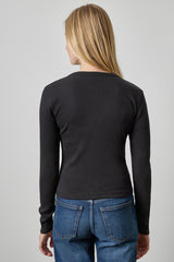 Button Front Ribbed Cardigan