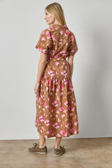 Cuffed Sleeve Maxi Shirt Dress