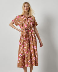 Cuffed Sleeve Maxi Shirt Dress
