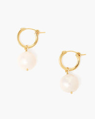 Baroque Pearl Hoop Earrings White