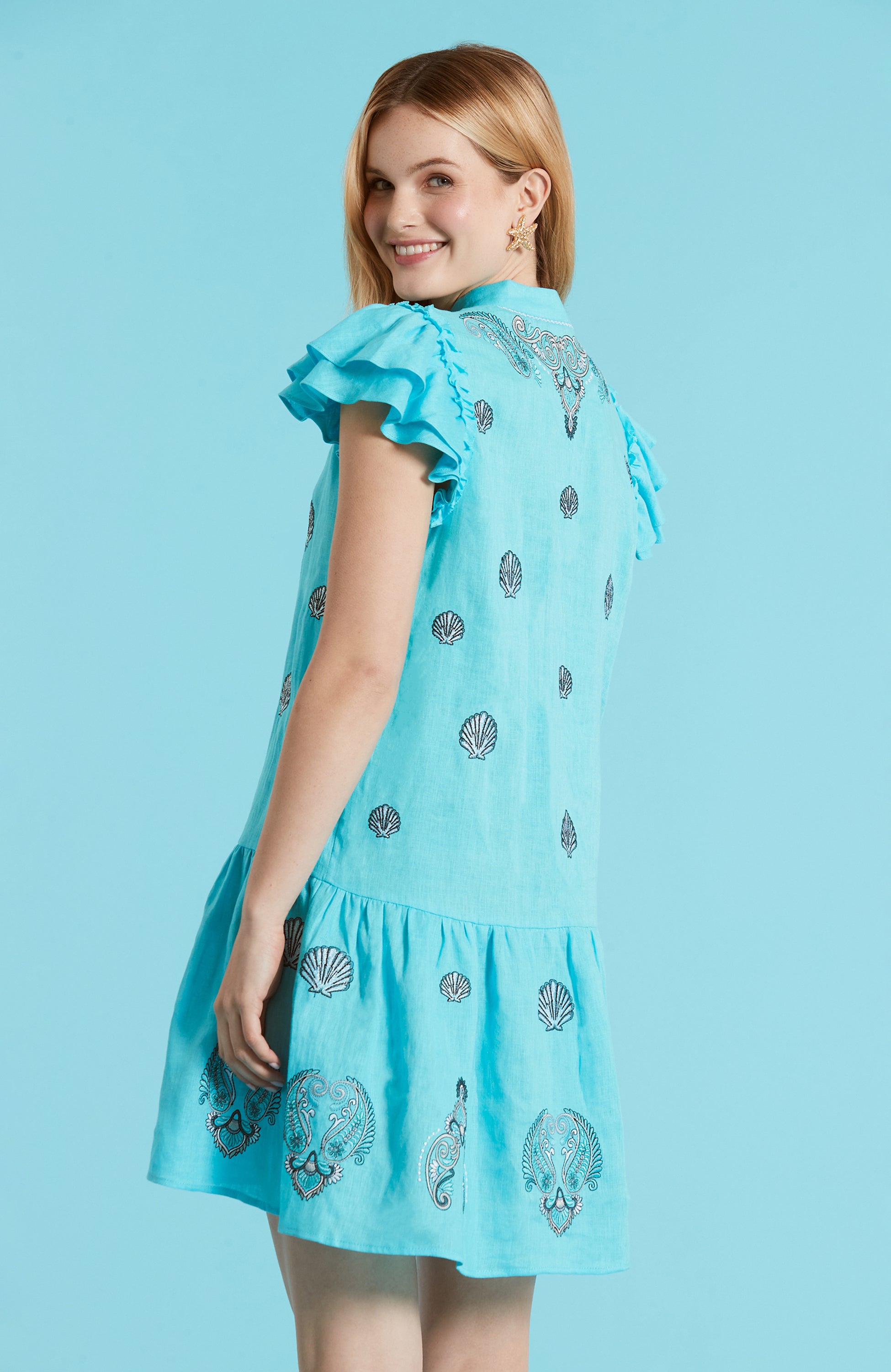 Aimee Embroidery Linen Dress