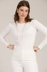 Cotton/Cashmere Ribbed Crewneck