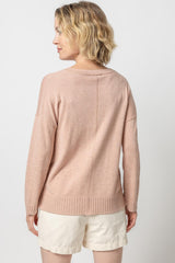 Easy Back Seam Vneck Sweater