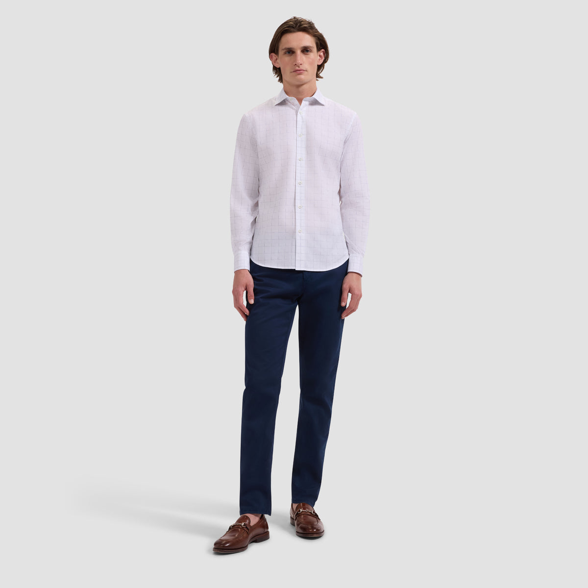 Axel Windowpane Shirt - White