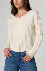 Button Front Cardigan Sweater w/Ruffles