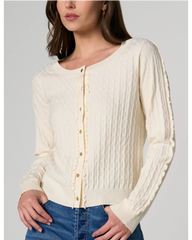 Button Front Cardigan Sweater w/Ruffles