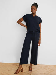 Eliot Wide Leg Rumba Linen Belted Crop Pant