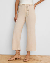 Eliot Wide Leg Rumba Linen Belted Crop Pant