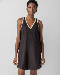 Crochet Trim V-Neck Dress