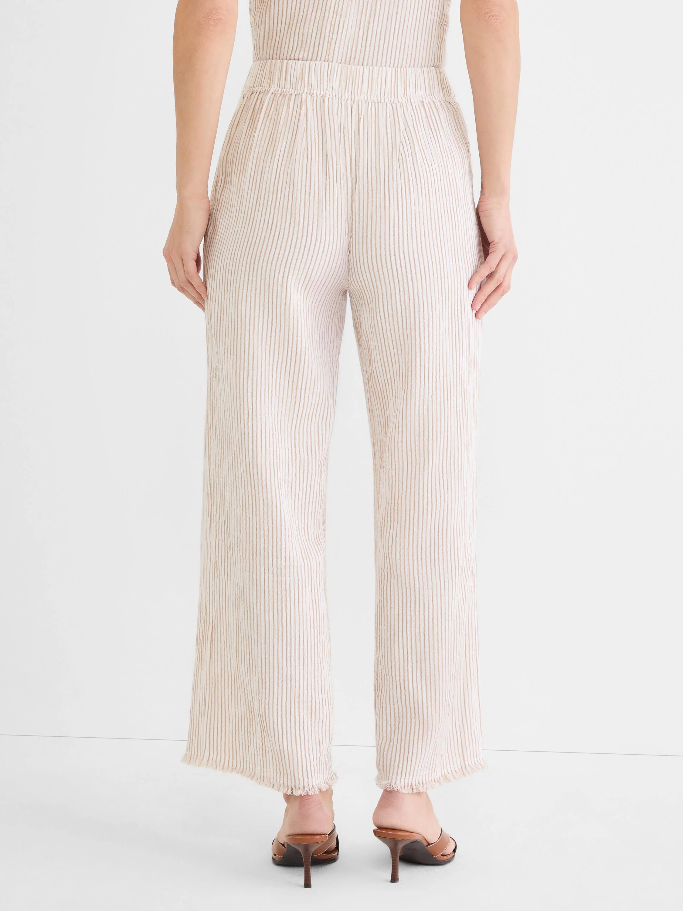 28" Pinstripe Gauze Wide Leg Pant