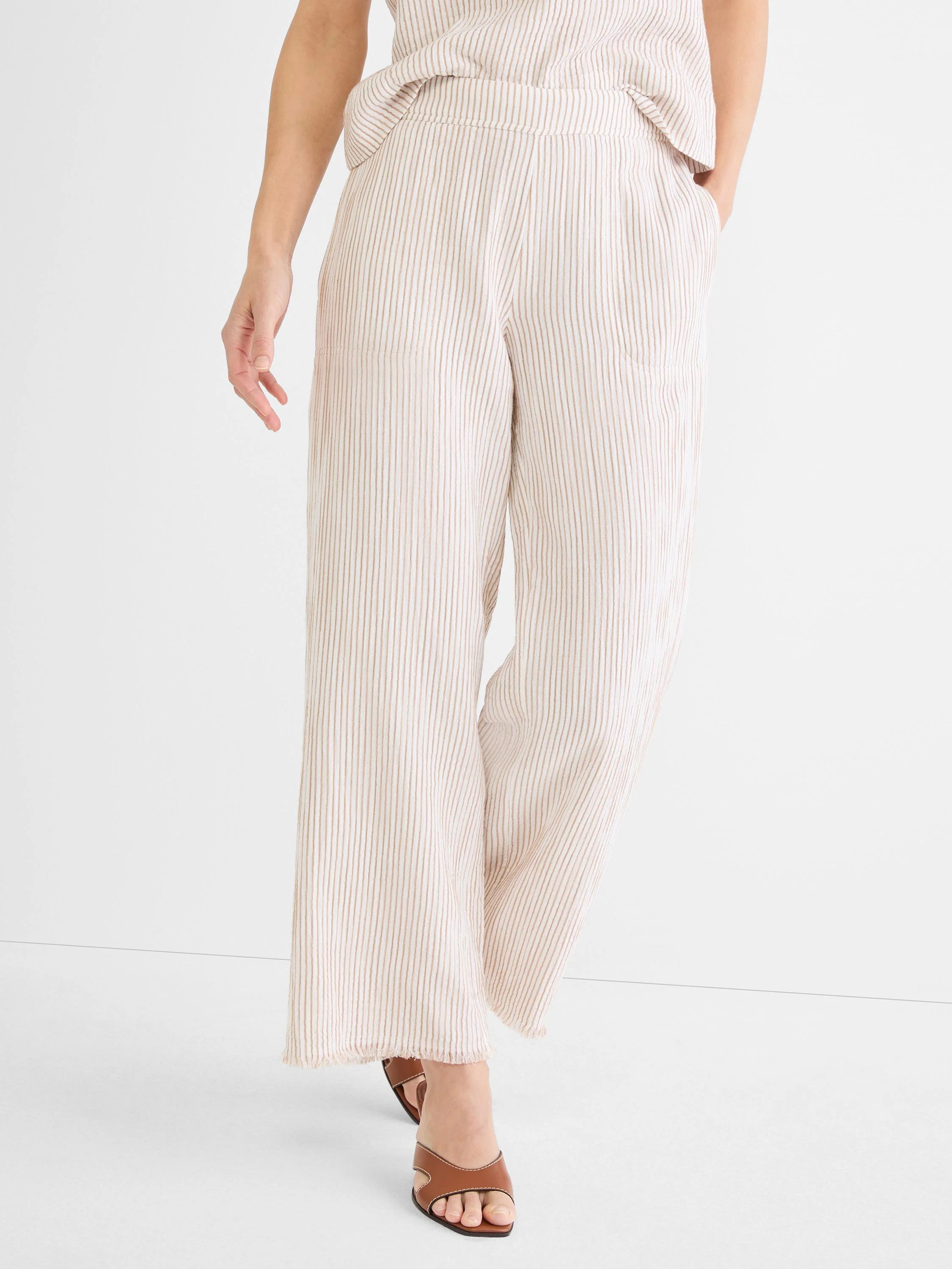 28" Pinstripe Gauze Wide Leg Pant